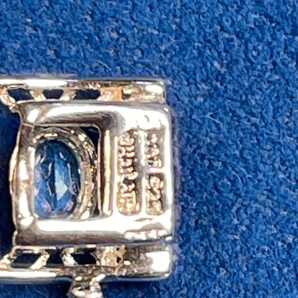 Vintage 925 sterling silver and blue topaz late art deco style bracelet - Picture 8 of 8